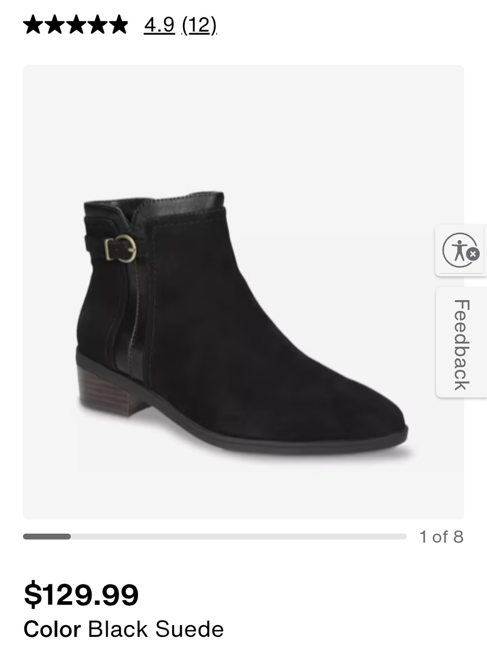 Bella Vita Beatrice Bootie Black Suede Leather Ankle Boot sz. 9.5
